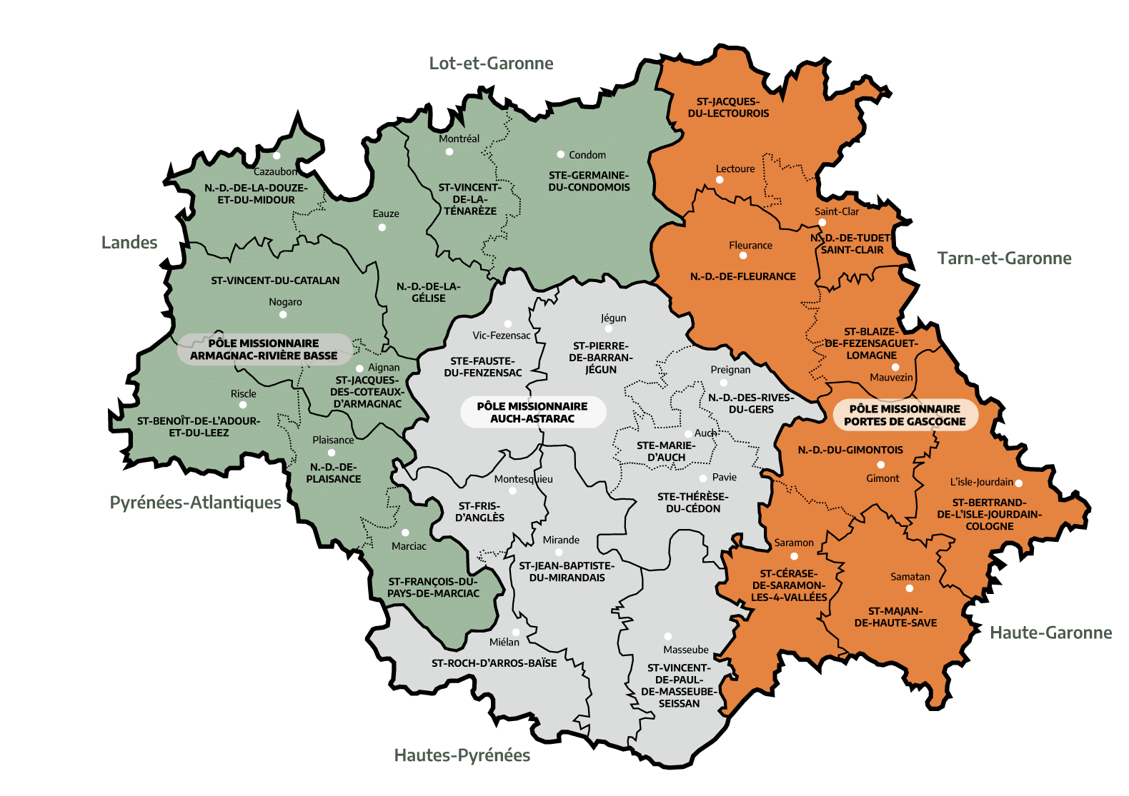Carte des paroisses